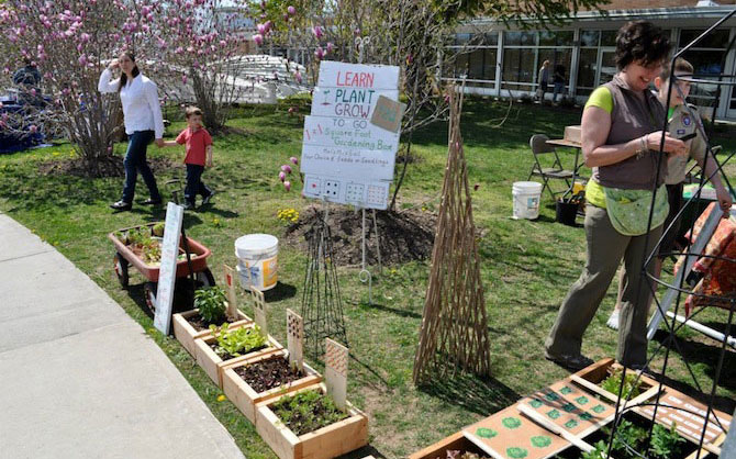 A booth at Fairfield’s Earth Day celebration, which was a stop during the rally.