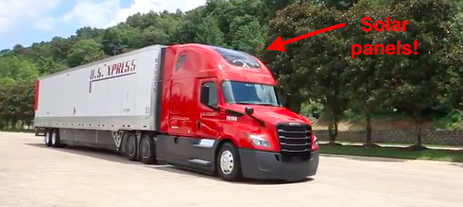 Truck with solar panels